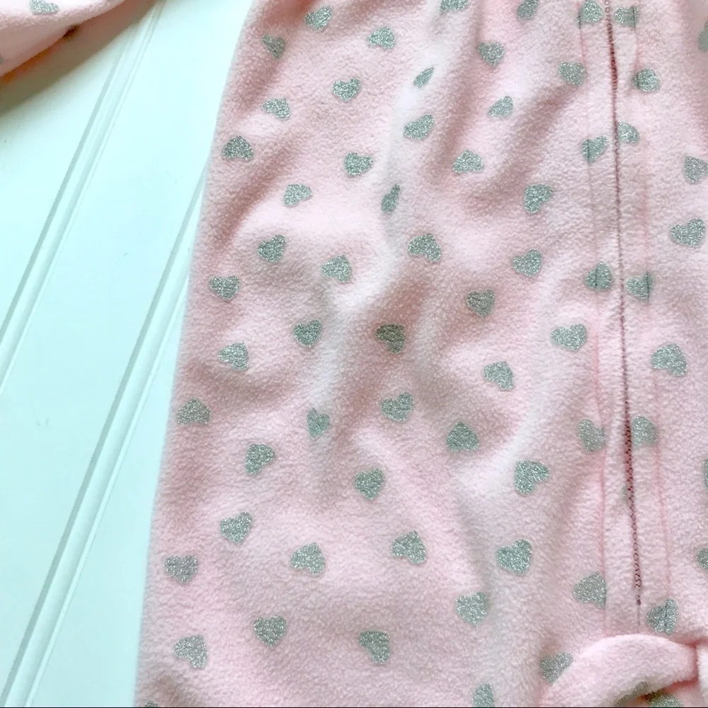 •Carter’s• pink heart fleece sleeper